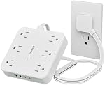 TESSAN Flat Plug Extension Cord Indoor, Surge Protector Power Bar, 5 Feet | 4 USB (2 USB C), Power Strip with 6 Multi Plug Outlets, Charging Station Wall Mount for Dorm Room Home Office