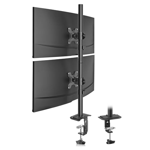 Monitor Arm Desk Mount, 80cm Pole Height Adjustable Tall Stands for 2 Monitors, Dual Monitor Stand for 13-34 inch LCD/LED Screens Rotate 360 Swivel 45 Up to 10kg with VESA 75/100mm