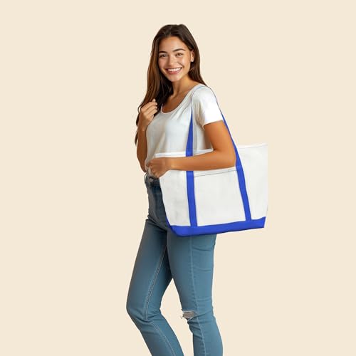 Image of DALIX 23 inch Premium 24 oz. Cotton Canvas Shopping Tote Bag