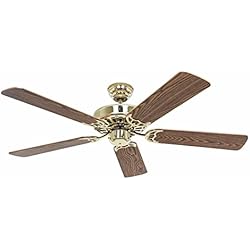 CasaFana kaiserkraft Classic Royal - Ventilador de techo (1320 mm de diámetro, madera de roble envejecido/latón pulido)