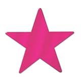 Beistle 57027-C Cerise Metallic Star Cutouts, 3-1/2 Inch, 12 Pieces Per Package
