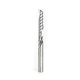 Amana Tool 51413 SC Spiral 'O' Single Flute, Plastic Cutting 1/4 D x 1-1/2 CH x 1/4 SHK x 3 Inch Long Up-Cut CNC Router Bit with Mirror Finish