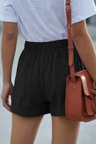 Image of YOCUR Womens Lightweight Shorts Casual Baggy Trendy Hot Pants Elastic Waist Drawstring Comfy Shorts