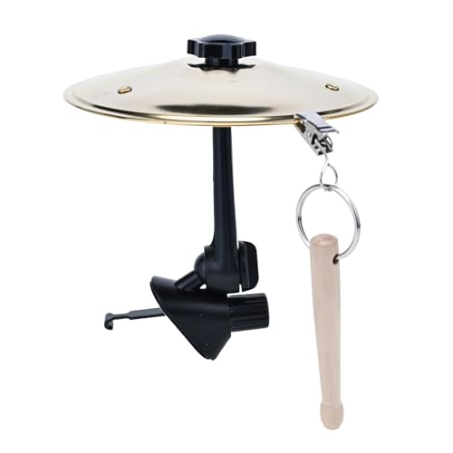 Cherishching Car Cymbal Air Vent Mount, Mini Drum Crash Cymbal Set with Mini Drum Stick,Crash Cymbal Drum for On-the-Road Rhythmic Entertainment Music Enthusiast Gift(Gold)
