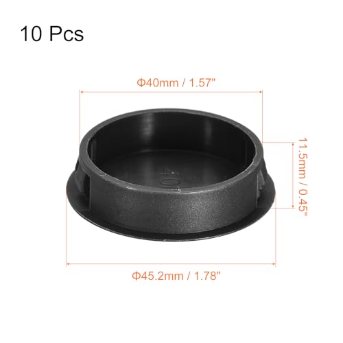 Image of uxcell 40mm /1.57 inch Plastic Hole Plugs, 10Pcs Flush Type Panel Round Snap in Fastener Knockout Locking Plugs for Furniture Insert End Caps Panels, Black