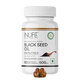 INLIFE Black Seed Oil 500mg, Cold Pressed Kalonji Nigella Sativa, Immunity Skin & Hair Support, 60 Liquid Filled Veg Capsules (Pack of 1)