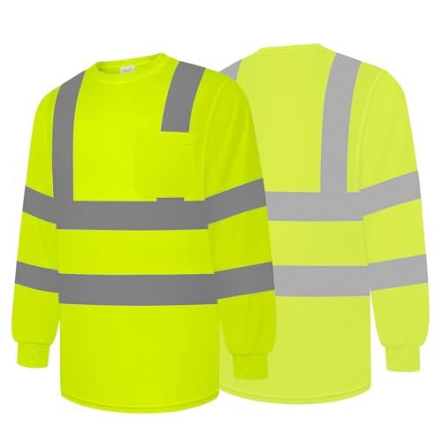 Besentinels Hi Vis Shirts for Men Long Sleeve Safety Shirts Yellow XL