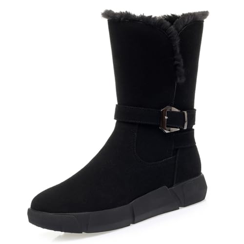 Women's Mid Calf Boots Suede Slouch Snow Booties Shoes Outdoor
