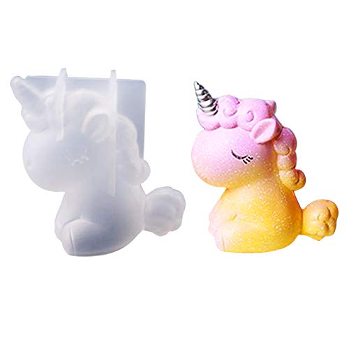 OEAK Moules en Résine Animal,Irréguliers en Silicone Créatifs Moulle Bijoux Epoxy 3D Moulage de Sculpture Moulessilicone pour l'artisanat DIY Bricolage(Licorne Transparente) Cover