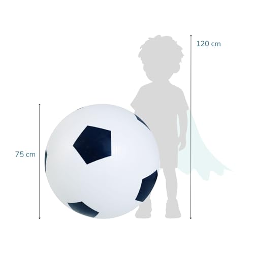 alldoro 60298 XXL Fußball Ø 75 cm groß, aufblasbarer Spielball mit mega Sprungkraft, Kinderball aus Gummi, Indoor & Outdoor, Schwarz/Weiß