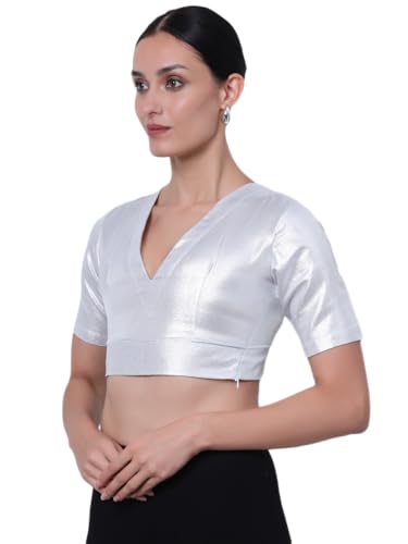 Image of Thevasa Women's Everyday Divine Depth V Neck Half Sleeves Blouse