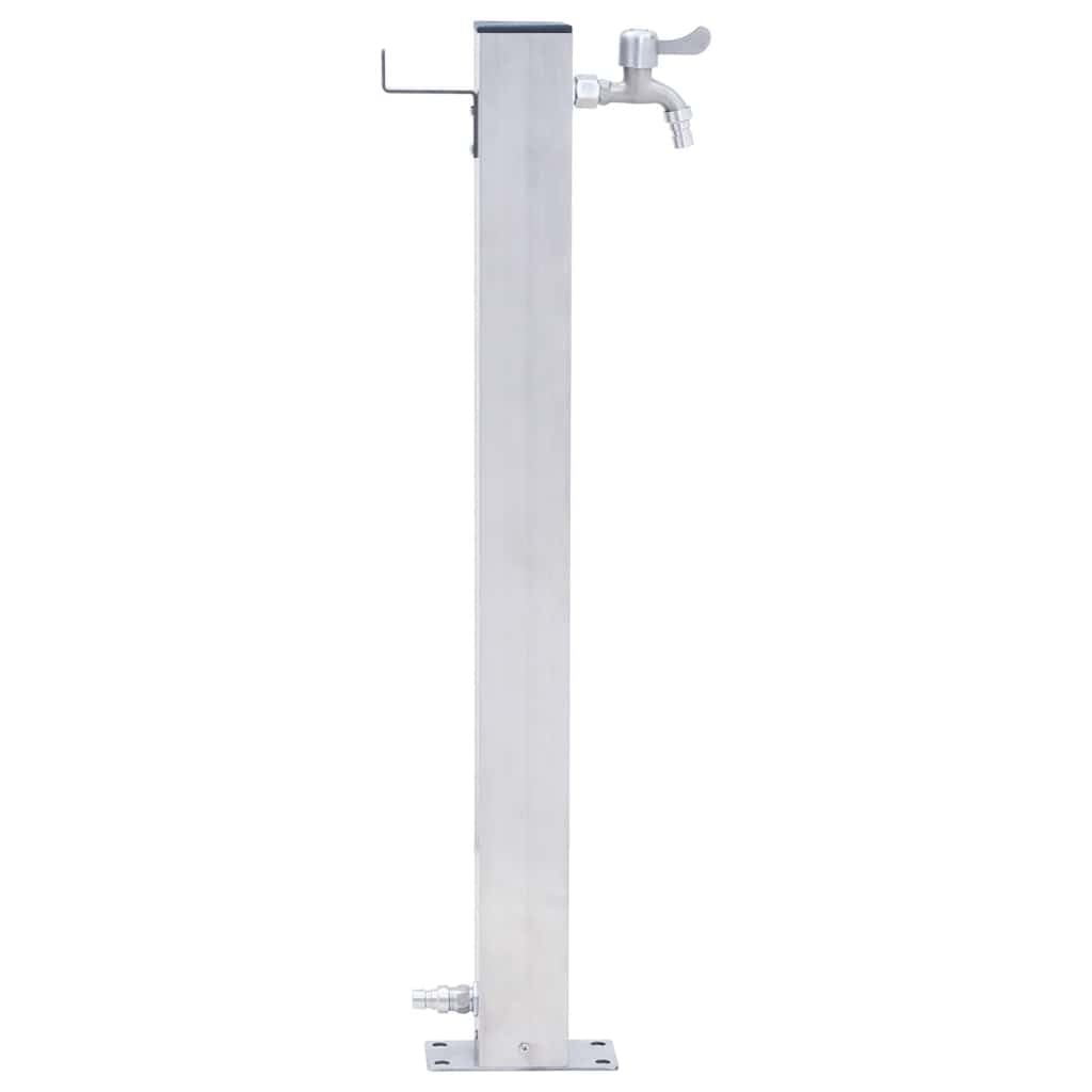 Wassersäule Garten 60 cm Edelstahl quadratisch mit Wasserhahn und Schlauch, bewässerungssystem für Beet, Balkon, Terrasse, gartenschlauch kompatibel, wassersparend
