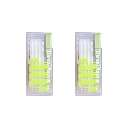 2-Piece Refillable Floss Pick Dispenser with 20 Floss Picks - Perfect Floss Pick Holder for a Fresh Smile (DoublePack, Evergreen)
