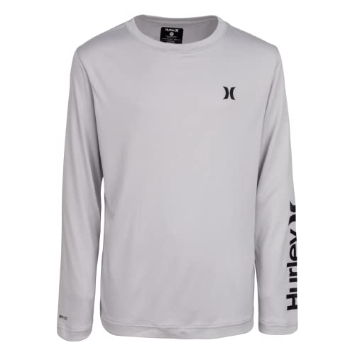Hurley Boys' Long Sleeve Rash Guard Shirt, Grey, 6