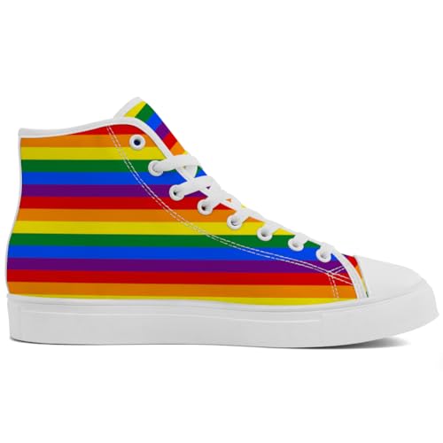 Women's Men's Rainbow High Top Sneakers LGBT High Top Canvas Shoes Lace Up Casual Shoes Gifts for Boyfriend Girlfriend4