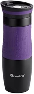 Arvestrix Travel Mug, Stainless Steel Thermal Mug, Vacuum Flask, Leakproof Tumbler, Coffee Mug for Hot and Cold Drinks with BPA Free Easy Clean Lid for Men and Women (480ml 16oz) (Purple)