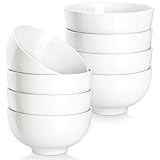 MALACASA Small White Bowls Set of 8, 10 Oz Ice Cream Bowls - Little Ceramic Bowls for Bouillon,Side Dishes, Dessert, Oatmeal, Fruit, Portion Control - Dishwasher & Microwave Safe.