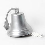 Nautical Aluminium Ship Bell 6 Inch Silver – Hanging Marine Bell with Rope, Wall Mounted Coastal Décor for Home, Boat & Office