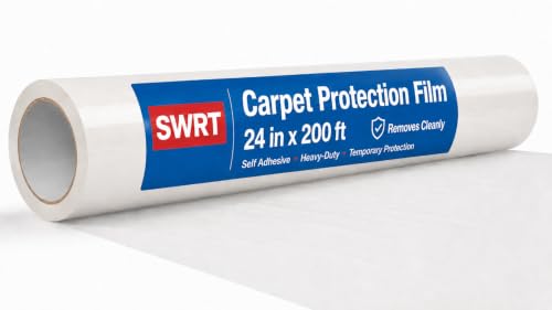 SWRT Carpet Protection Film - Self Adhesive Plastic Protector 24" x 200'