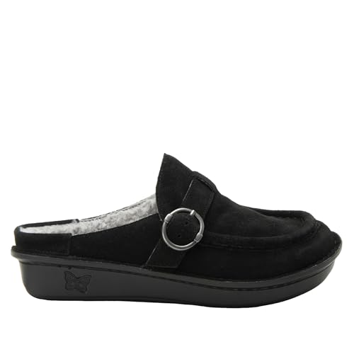 Image of Alegria Women's Brigid Leather Moc Toe Open Back Clog with Heel Cup