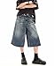 Chmnigma Baggy Cropped Jeans for Women Men Y2k Low Waist Wide Leg Jorts Casual Denim Pants Grunge Summer Shorts(Blue-XS)