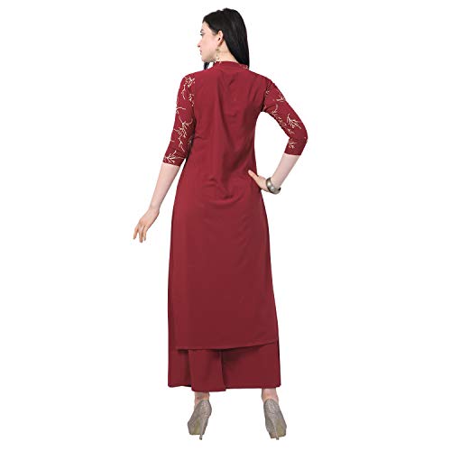 Image of NAINVISH Women Crepe Straight Kurti with Palazzo