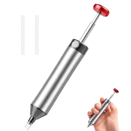 Solder Sucker, Desoldering Pump with Heat-Resistant Silicone Nozzle, Aluminum Housing Stronger Suction, Desoldering Gun One-Handed Operation, for PCB Repair, DIY Electronics & Pro Techs