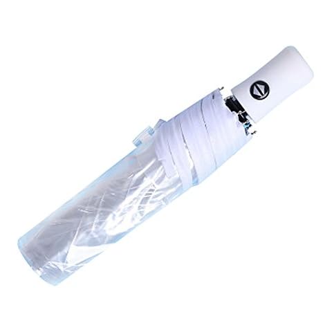 AIXICWXI Full Automatic Folding Transparent Auto Open Close Umbrella Travel Umbrella Tri-fold Clear Rain Umbrella With Frosted Handle Clear Folding Umbrella Windproof (White) Cover