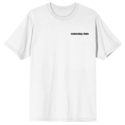 Bioworld Chainsaw Man Denji Hugging Pochita Women's White Crew Neck Short Sleeve T-Shirt-Medium