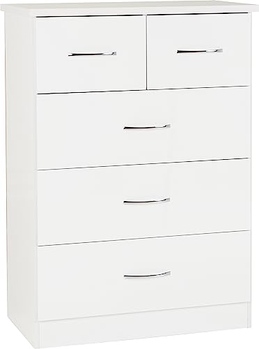 Seconique Nevada 3+2 Drawer Chest in White Gloss