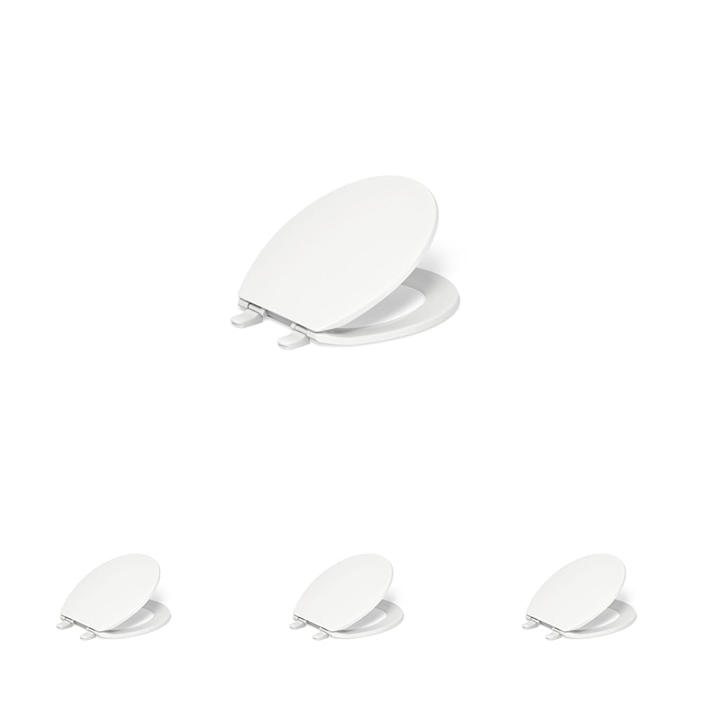 KOHLER K-4775-0 Brevia Round Toilet Seat with Quick-Release Hinges And Quick-Attach Hardware For Easy Clean, White (Pack of 4)