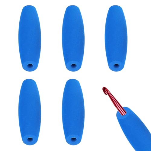 HEYLEAYAR Blue Crochet Hooks Grips, 5Pcs Ergonomic...
