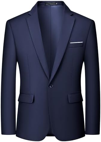 MAGE MALE Men's One Button Blazer Casual Solid Color Suit Jacket Slim Fit Lightweight Sport Coats Blazers