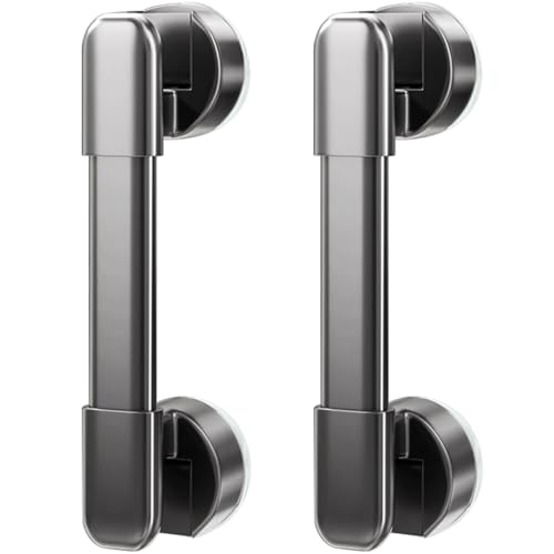 Image of 2Pcs Suction Cup Door Handles Punch-Free Shower Handles Removable Strong Hold Vacuum Handles for Windows Cabinets Wardrobes Multifunctional Towel Bar for Bathroom Toilet Short