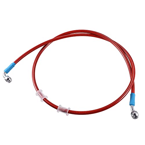 X AUTOHAUX 120cm AN3 M10 Car Brake Line Oil Hose Pipe Fitting 28° 90° Red