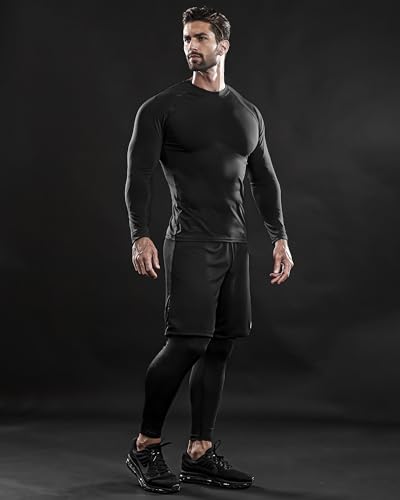 Drskin 3 Pack Men'S Thermal Compression Shirts Fleece Lined Base Layers Underwear Sports Athletic Workout Winter thumb #5