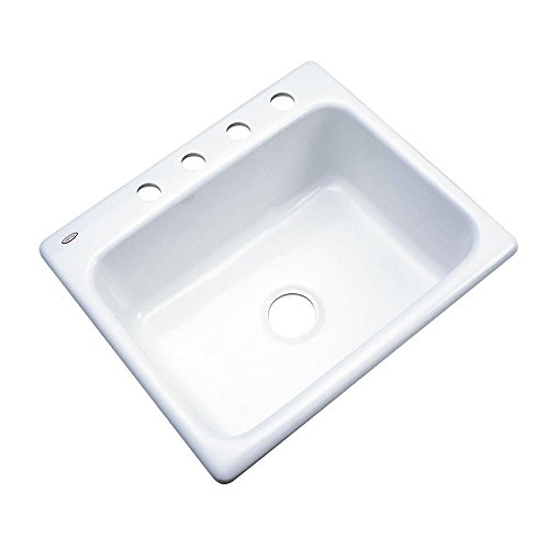 Thermocast 22400 Inverness Cast Acrylic Single Bowl Kitchen Sink with Four Holes, 25-Inch, White