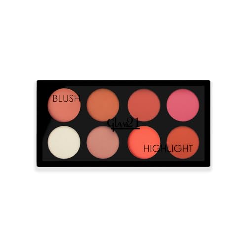 Image of Glam21 Blush & Highlighter Palette|Silky Smooth Pigments for Long-Lasting Shimmer Glow | Buildable Radiance | Lightweight & Blendable Formula | Suitable for All Indian Skin Tones | 21.5 gm - Amaze -02