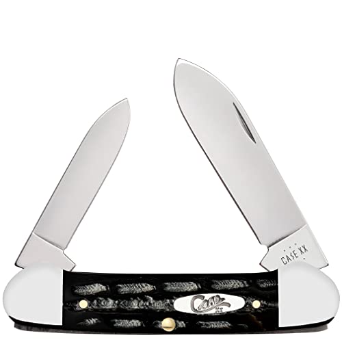 Case XX WR POCKET KNIFE JIGGED BUFFALO HORN CANOE, ITEM 65029, LENGTH CLOSED 3 5/8 INCH (BH2131 SS)