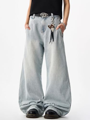 LONGBIDA Mens Baggy Jeans Barrel Wide Leg Jeans Y2K Hip Hop Loose Fit Denim Pants with Elastic Waist4
