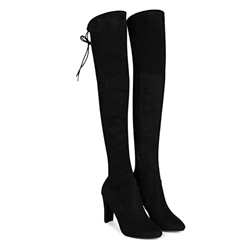 Kassie Daniela Mercury Women's Over The Knee High Pull-On Boot - Low Block Heel (Black, 8_Point_5) #TOP3