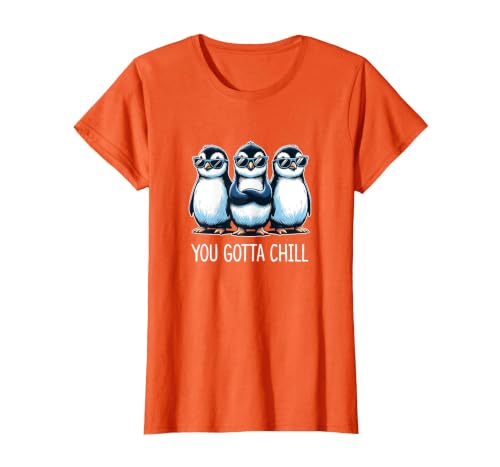 You Gotta Chill - Cool Penguins - T-Shirt, Women, Orange, Medium