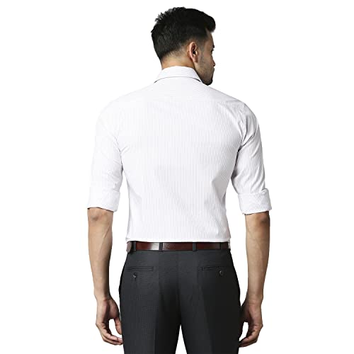 Image of Park Avenue Men's Pure Cotton Stripe Pattern Slim Fit Semi Cutaway Collar Full Sleeve Formal Shirt