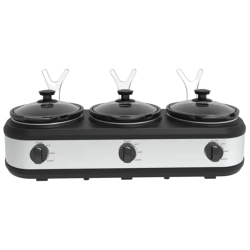 Rechaud Elétrico Triplo Buffet Richo Panela Ceramica Cozinha Lento Banho Maria Inox