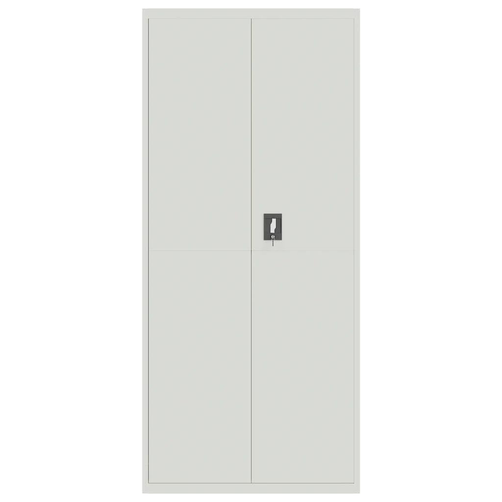 Armadietto da ufficio in acciaio, 90 x 40 x 200 cm, con 4 ripiani, chiudibile, spazio sicuro per ufficio, casa, studio, documenti, cartelle, cartelle sospese, metallo grigio chiaro