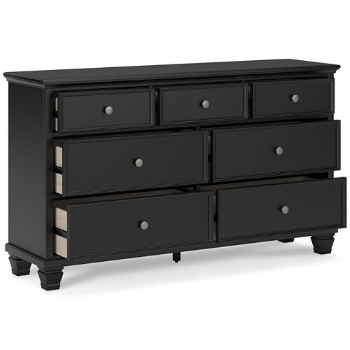 Signature Design by Ashley Lanolee Traditional Dresser with Framed Drawer Fronts and Tapered Feet, 7 Drawers, Satin Nickel Knobs, Wood, 36" High, Black by Signature Design by Ashley - Image 8