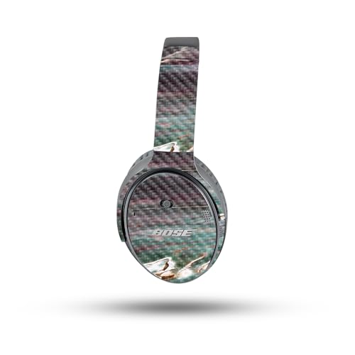 Image of MightySkins Carbon Fiber Skin Compatible with Bose QuietComfort 35 II Headphones - Grunge Marble | Protective, Durable Textured Carbon Fiber Finish | Easy to Apply