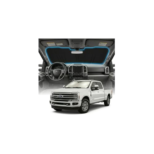 for Ford F250 F350 Sun Shade Windshield Cover - Custom Fit F250 F350 Accessories 2017-2024 2025 Sunshade Foldable UV Protection & Heat Shield Sun Visor Accessories