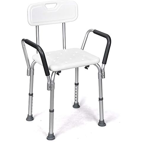 Multigot Shower Chair, 6 Height Adjustable Shower Stool with Detachable Handrails and Backrest, Non-Slip Bath Seat Chair for Elderly Disabled Pregnant Cover