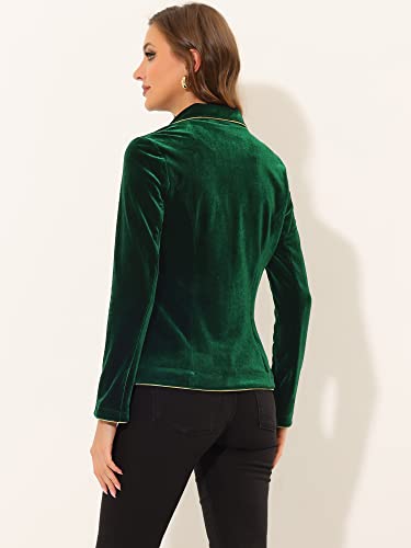 Allegra K Women's Suit Jacket Notched Lapel 1 Button Office Velvet Blazer4